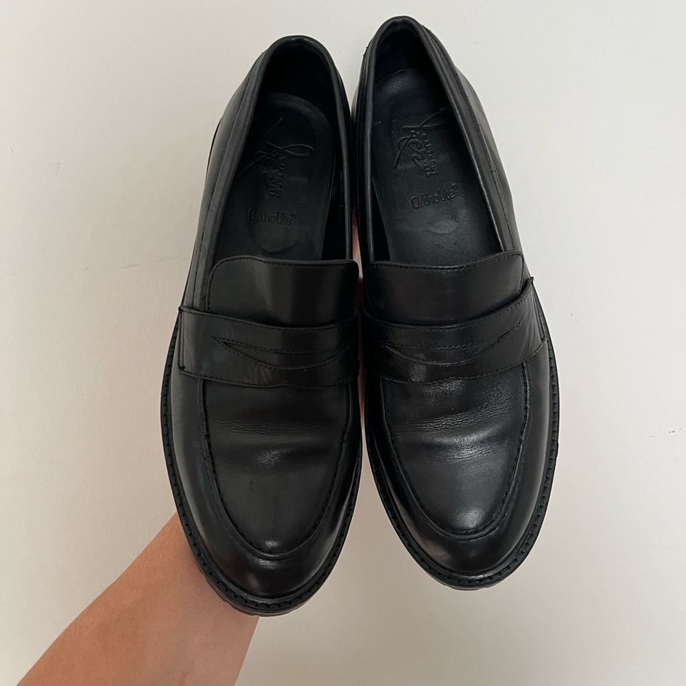 Anthony Veer Megan Classic Black Penny Loafer Leather Platform Minimalist Shoes - Picture 12 of 12